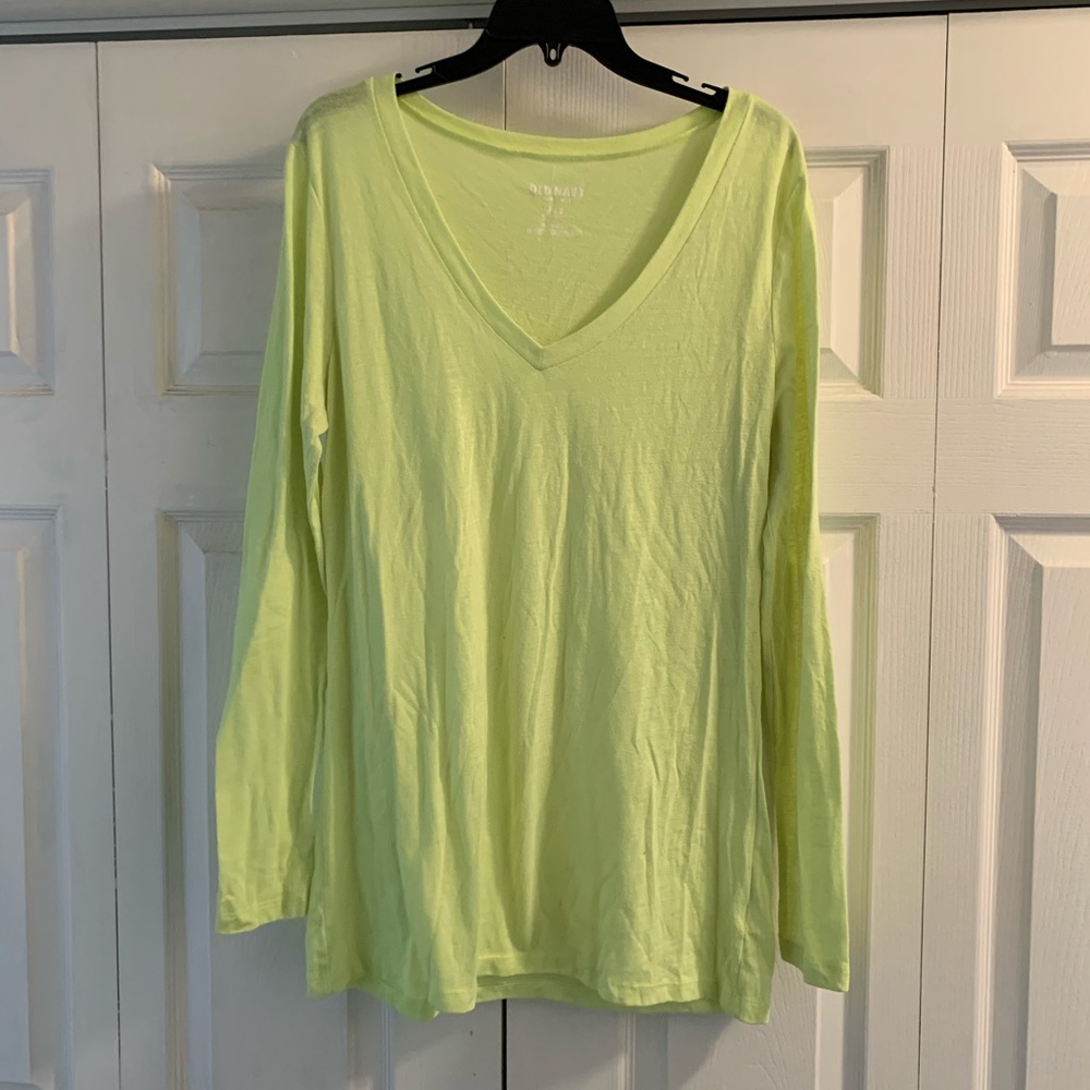 Old Navy neon yellow V neck long sleeved tee